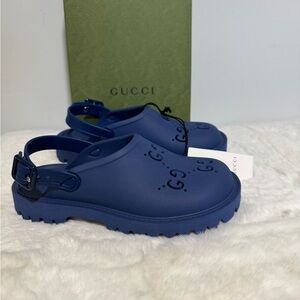 Gucci Blue Water Shoes with Ventilation and Heel Strap